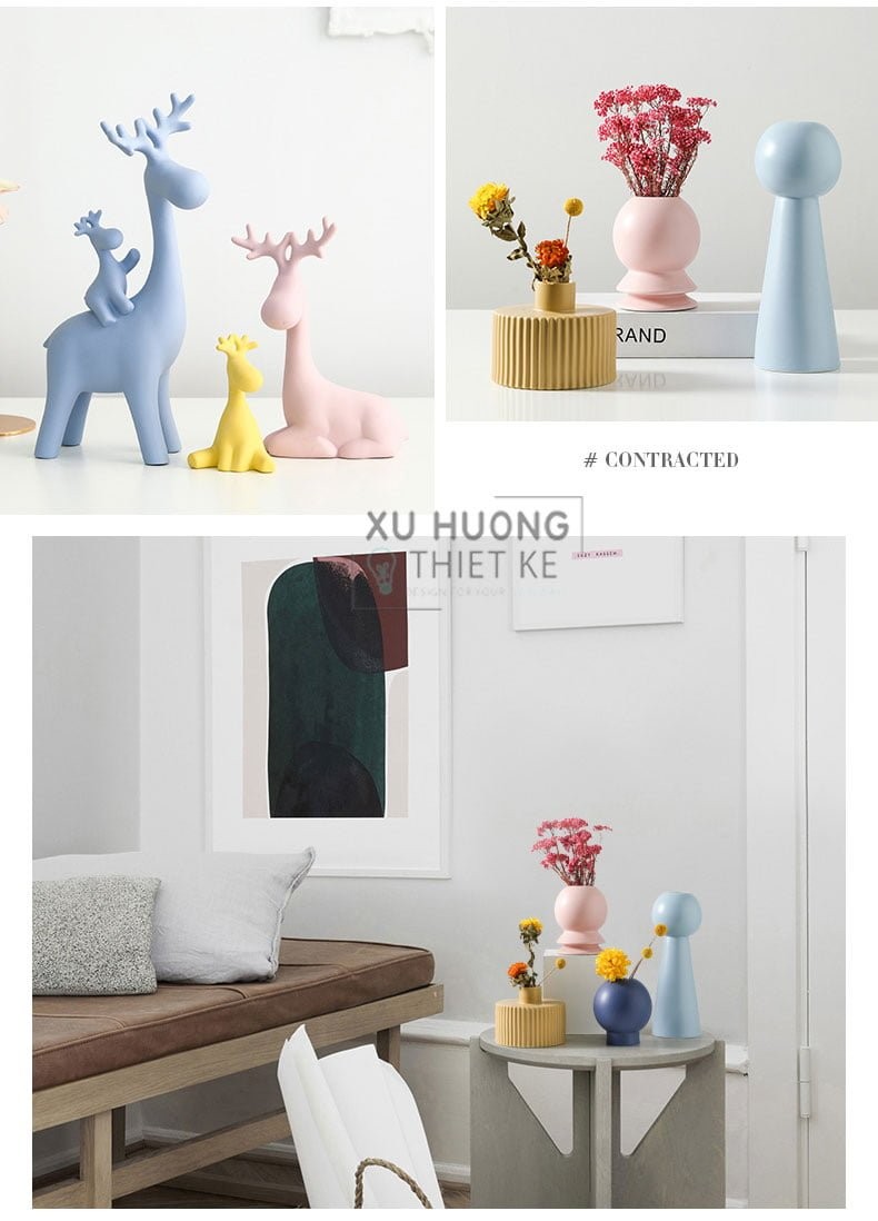 Bộ tượng Happy Deers cực kỳ thích hợp với không gian pastel
