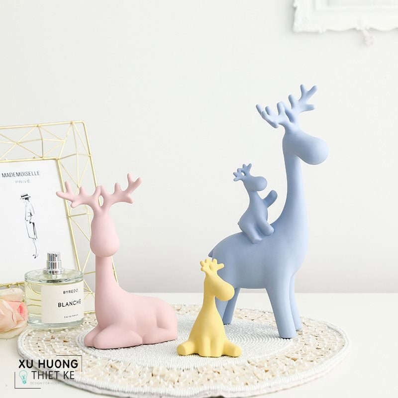 Tượng trang trí Happy Deers cùng gam màu pastel thời thượng