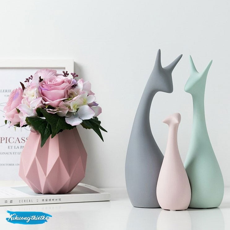 Mẫu tượng trang trí pastel deers 3 con