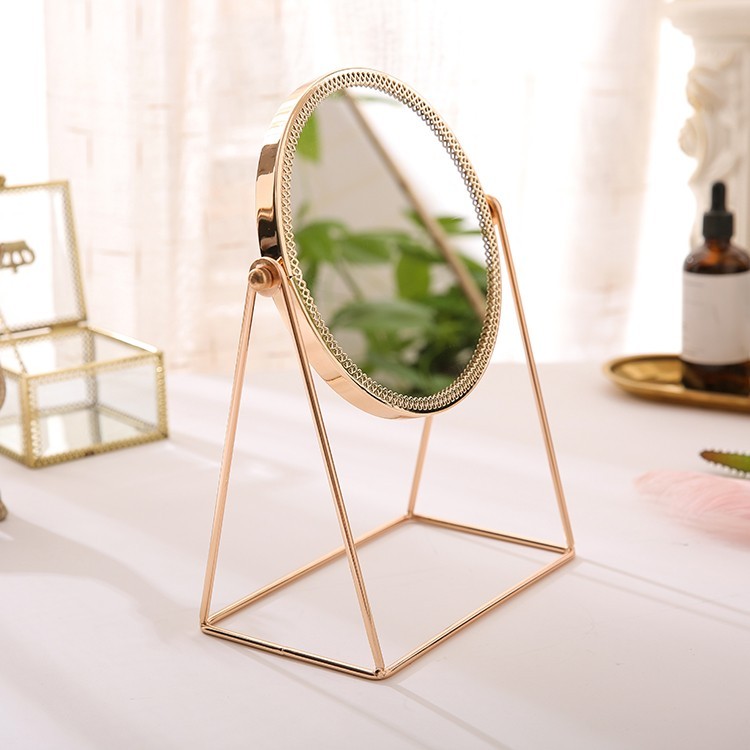 Gương để bàn Circle Golden Mirror màu rose gold