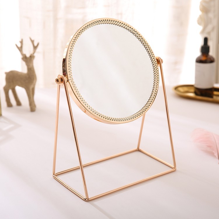 Gương để bàn Circle Golden Mirror màu rose gold