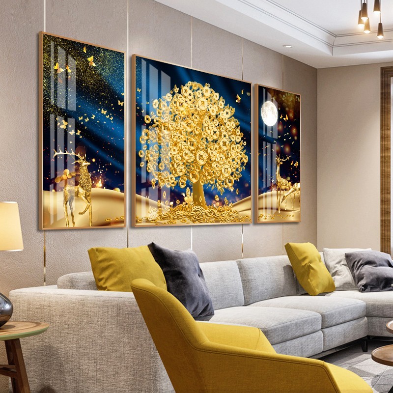 Tranh treo tường Plutonic deers phủ kính resin sang trọng