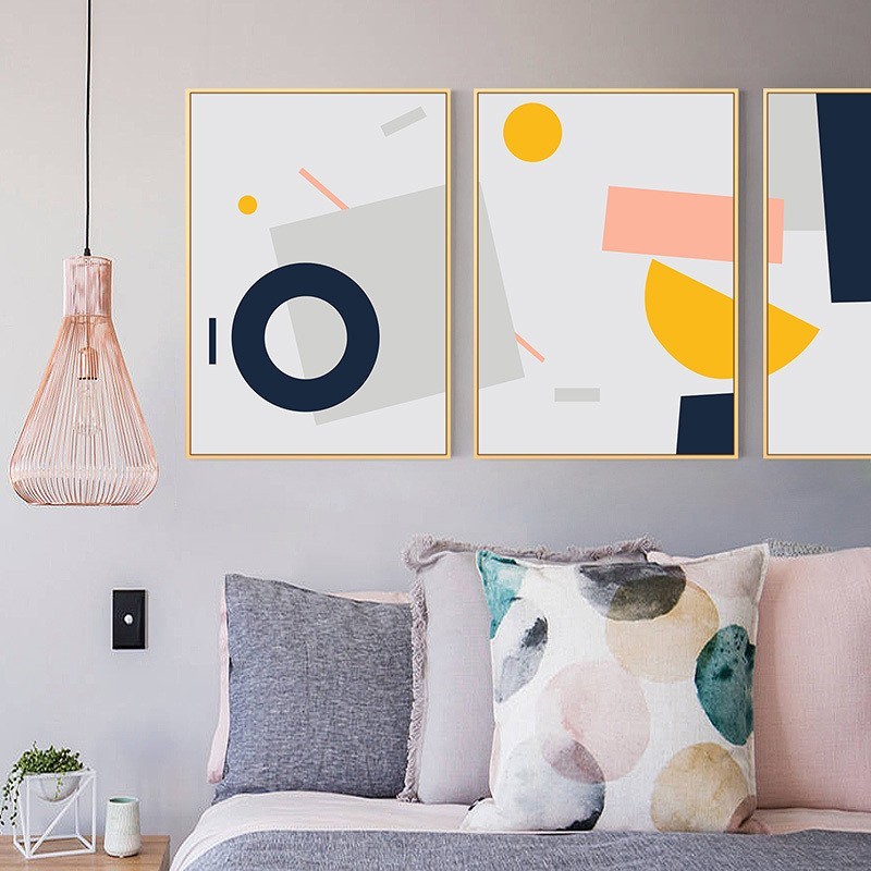 Tranh treo tường từu tượng Pink Pastel trang trí phòng ngủ