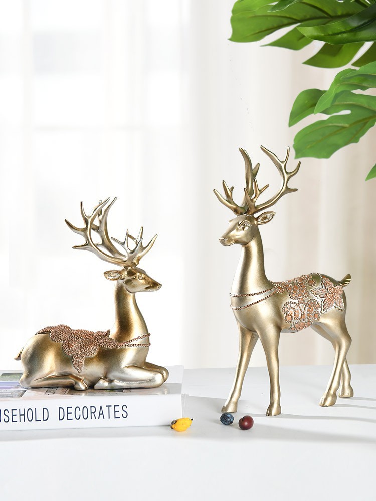 Tượng hươu hemia Yellow Deer trang trí
