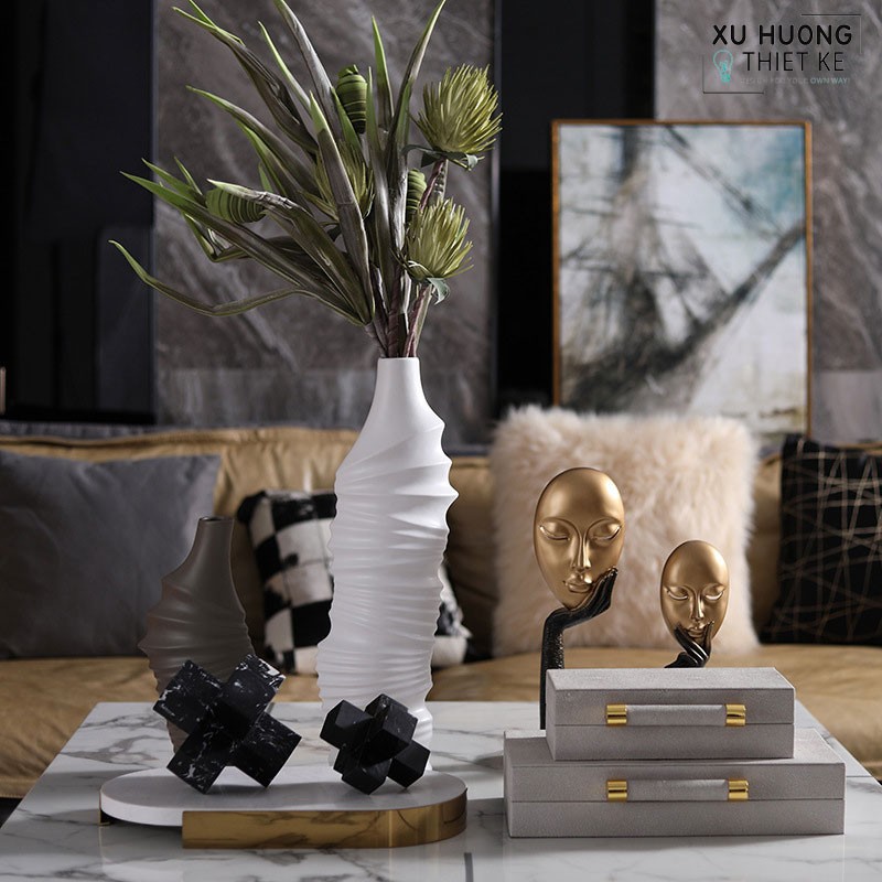 Bộ tượng trang trí nghệ thuật Art Rilom phối cảnh trang trí không gian nhà cửa