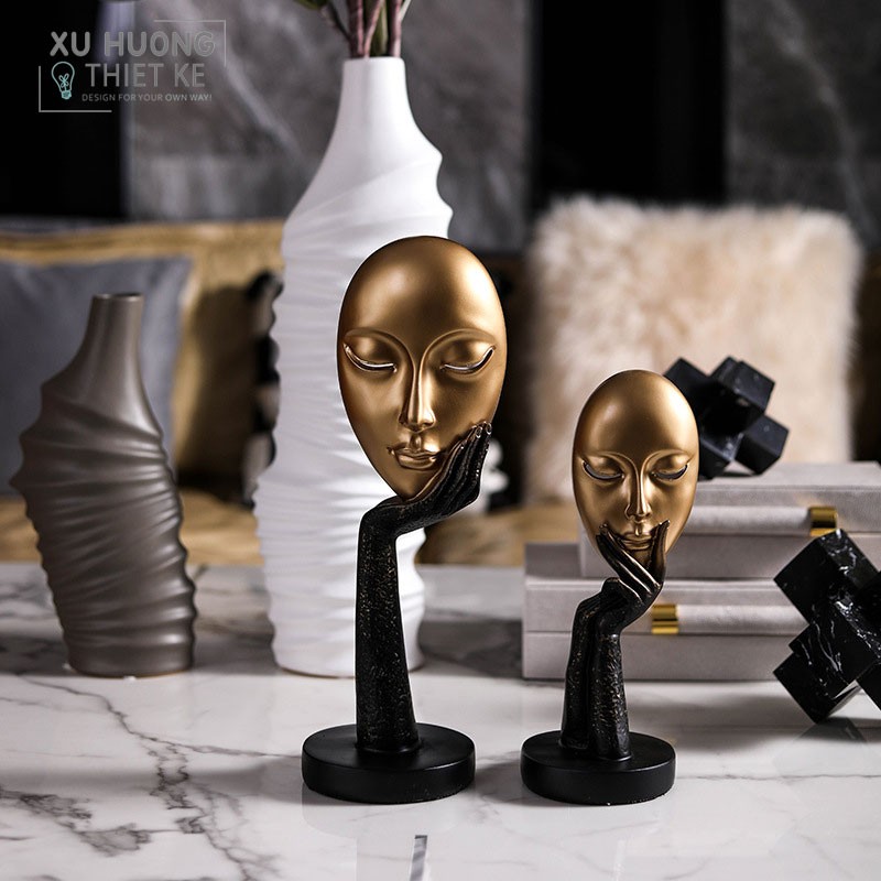 Bộ tượng trang trí nghệ thuật Art Rilom phối cảnh trang trí không gian nhà cửa