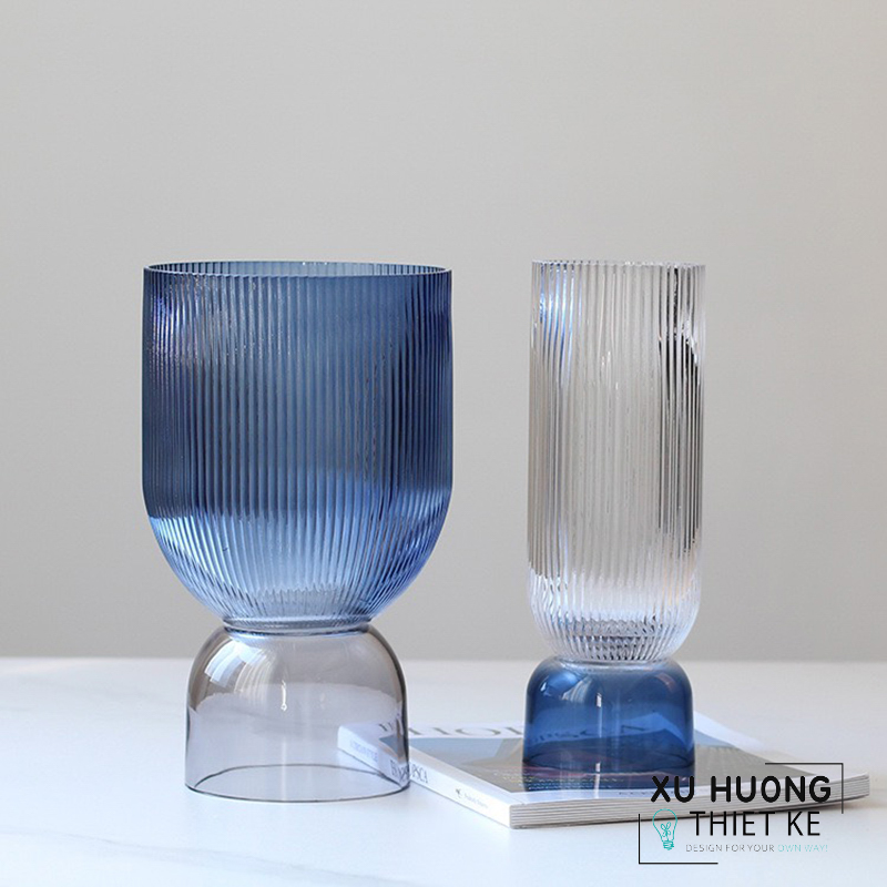 Bình hoa thủy tinh vân sọc hai màu Fanchon