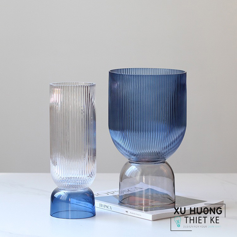 Bình hoa thủy tinh vân sọc hai màu Fanchon