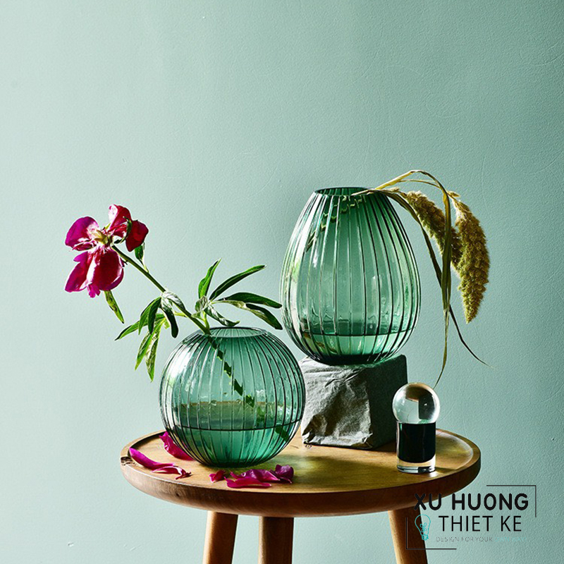 Bình thủy tinh cắm hoa xanh lục Veronique