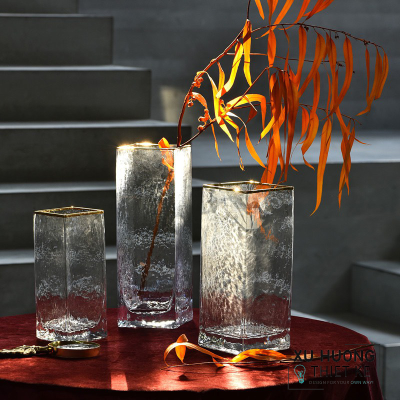 Lọ hoa thủy tinh trong suốt hình chữ nhật Nadiya