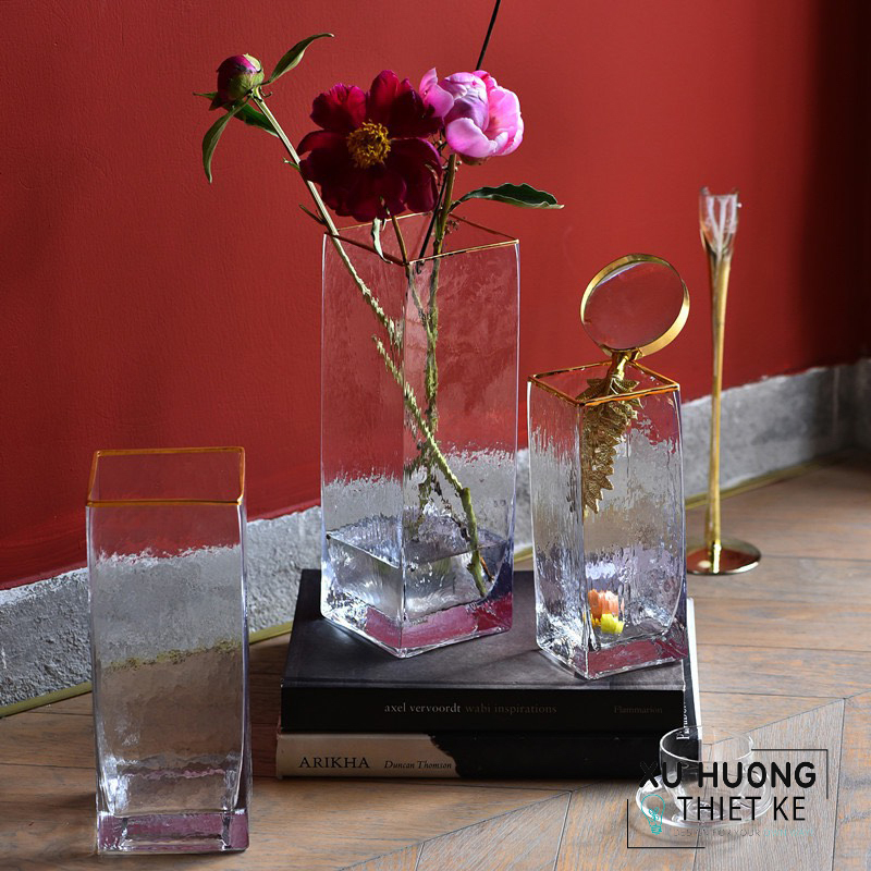 Lọ hoa thủy tinh trong suốt hình chữ nhật Nadiya