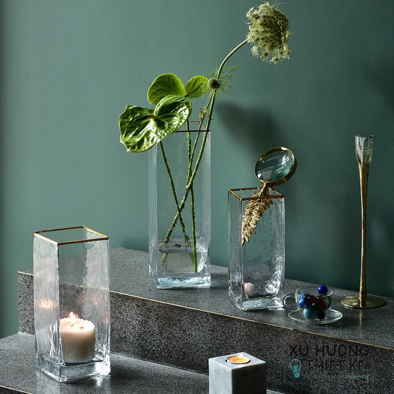 Lọ hoa thủy tinh trong suốt hình chữ nhật Nadiya