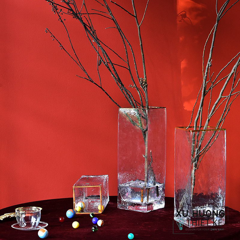 Lọ hoa thủy tinh trong suốt hình chữ nhật Nadiya