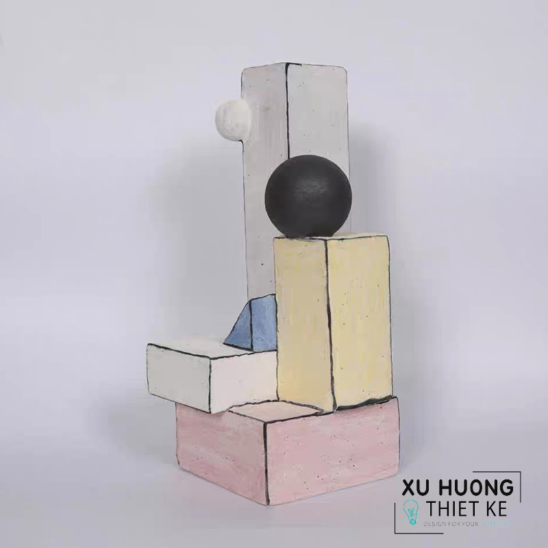 Tượng trang trí bình trừu tượng lập thể đa sắc