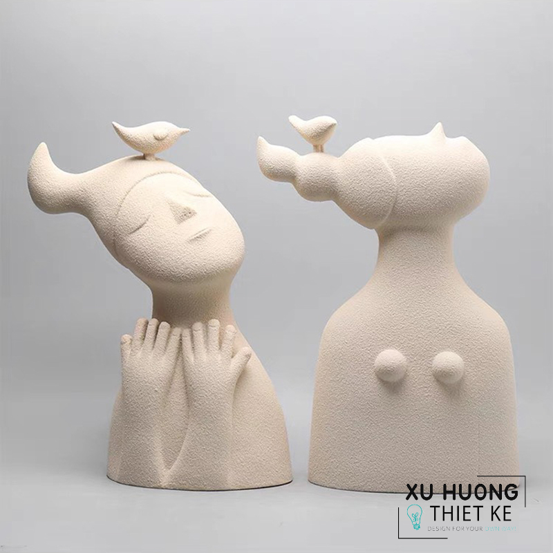 Tượng trang trí người thơ mộng và chim sơn ca