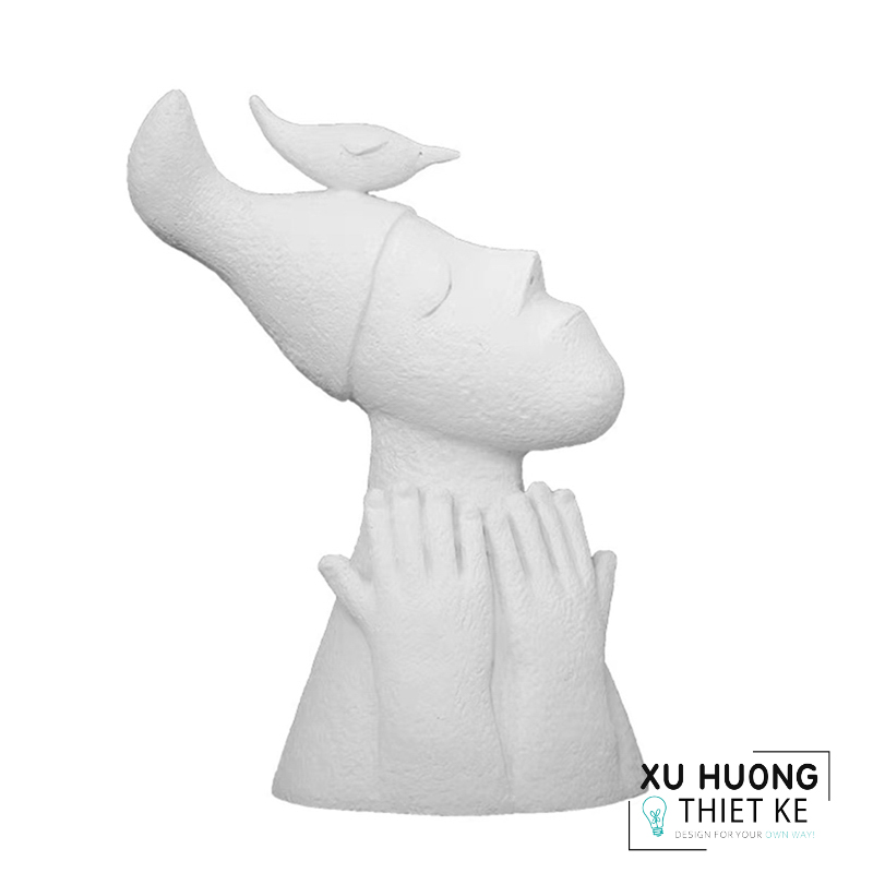 Tượng trang trí người thơ mộng và chim sơn ca