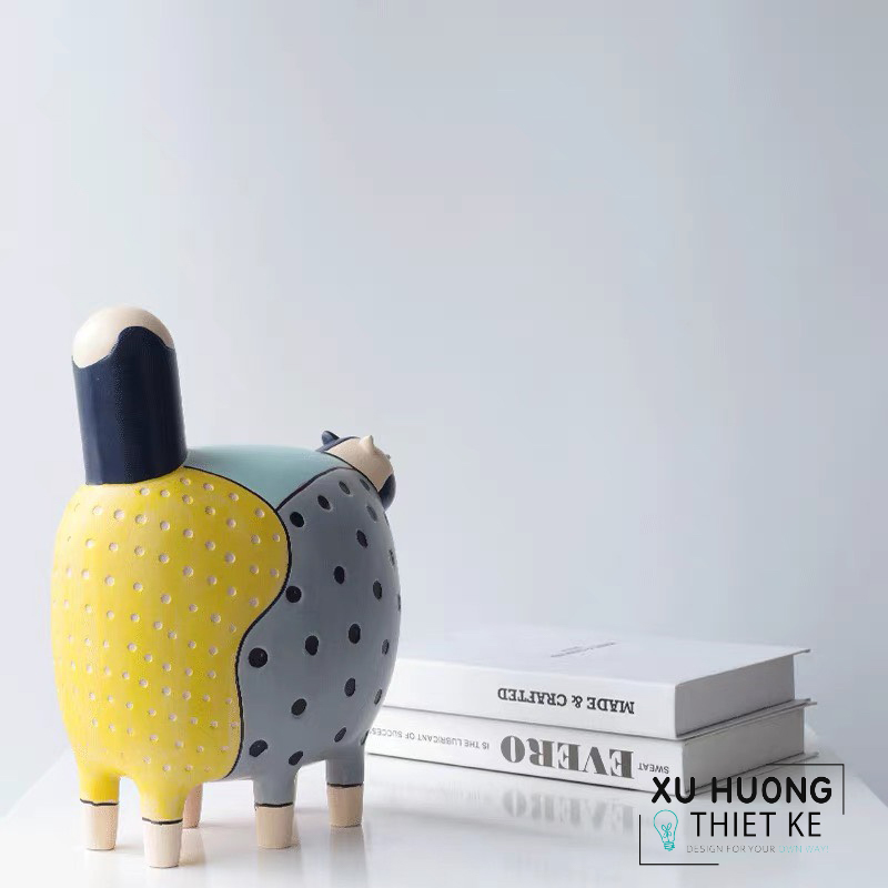 Tượng trang trí mèo đa sắc hiện đại