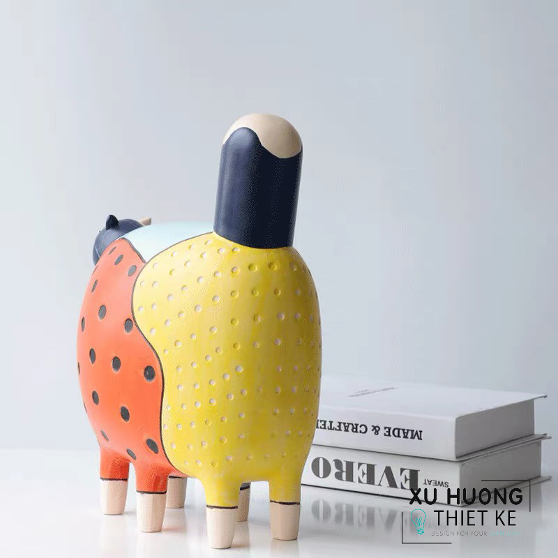 Tượng trang trí mèo đa sắc hiện đại