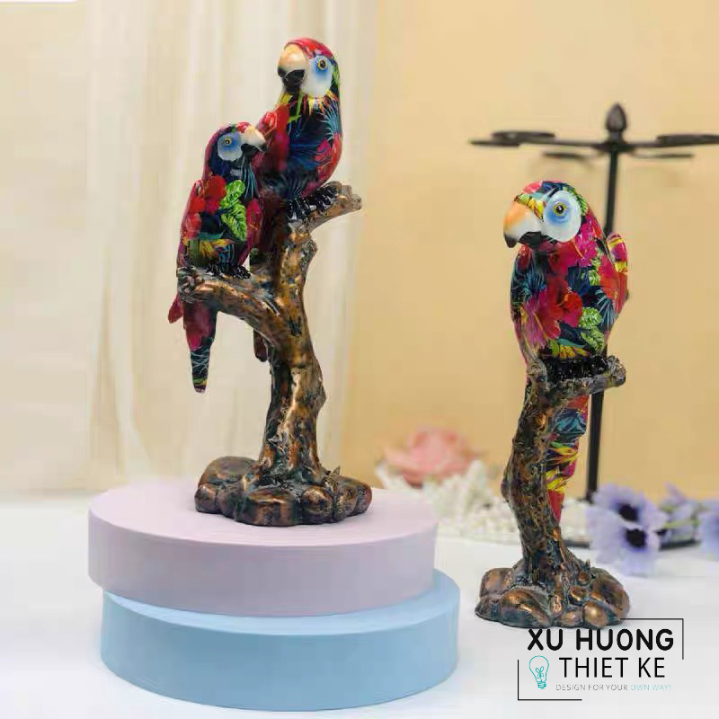 Tượng trang trí chim vẹt ngũ sắc