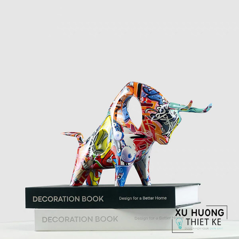 Tượng trang trí trâu ngũ sắc phong thủy