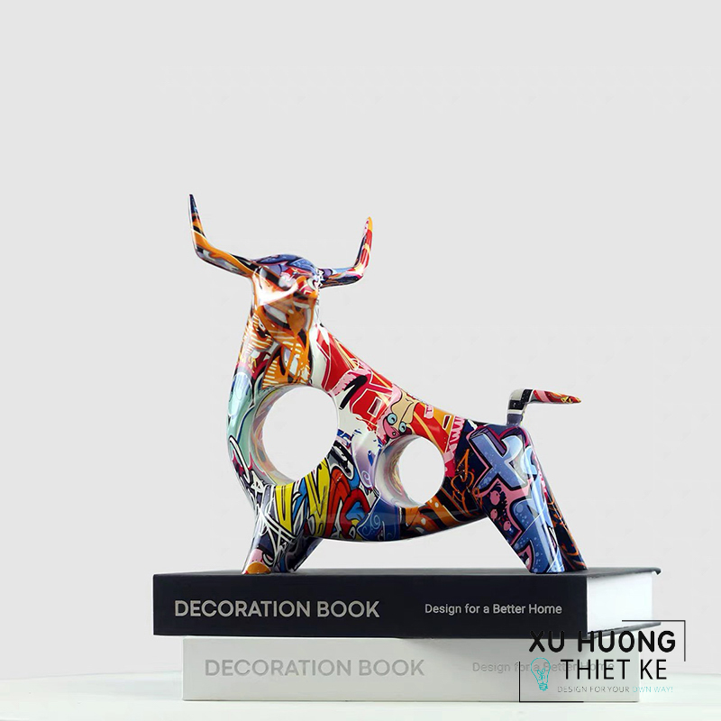 Tượng trang trí trâu ngũ sắc phong thủy