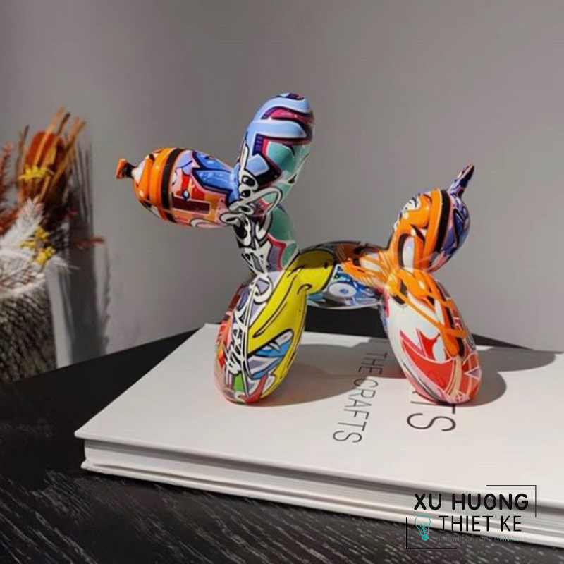 Tượng trang trí chó Balloon ngũ sắc