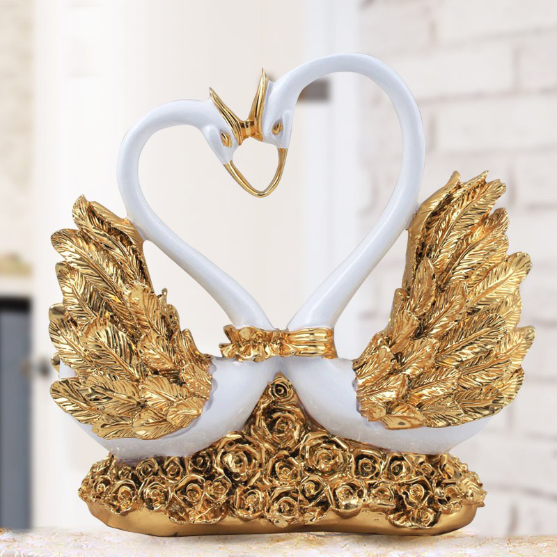 Tượng thiên nga uyên ương mạ vàng