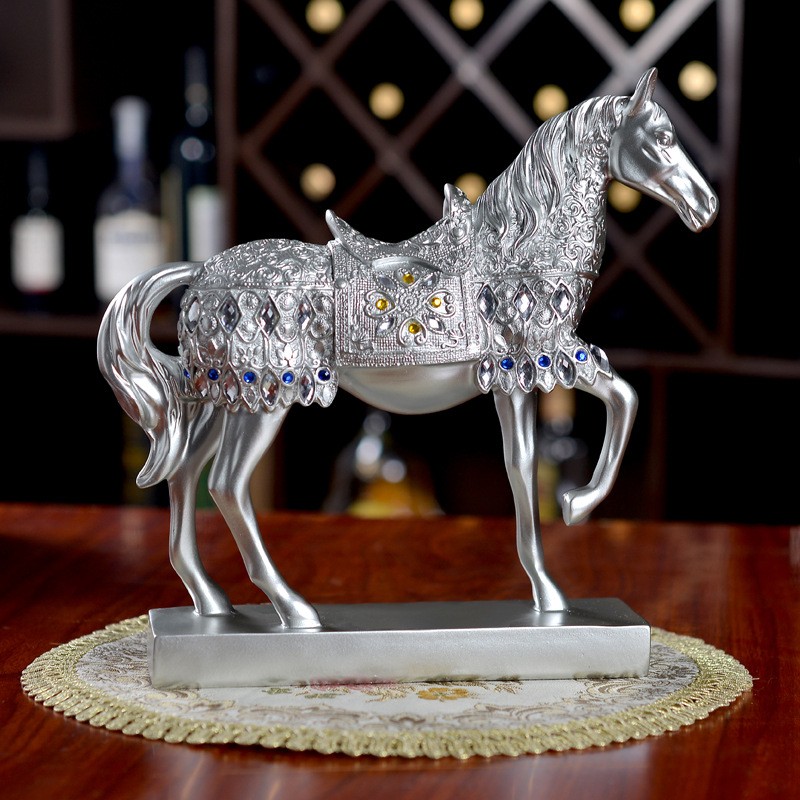 Tượng trang trí bạch kim thần mã (ngang)