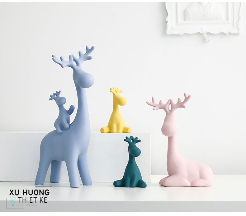 Bộ tượng gốm sứ trang trí Happy Deers