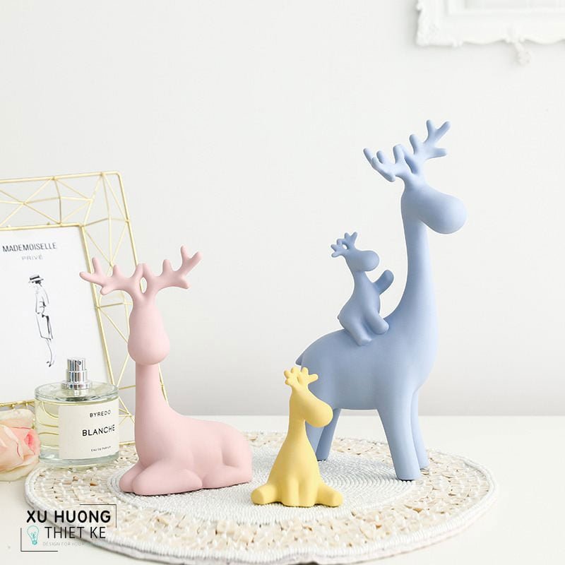 Bộ tượng gốm sứ trang trí Happy Deers