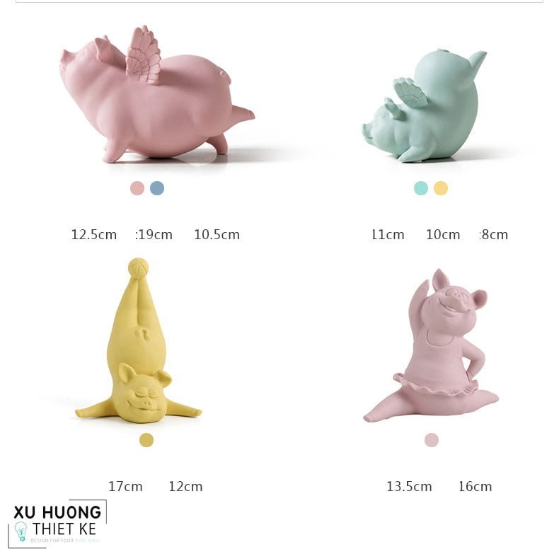 Tượng trang trí 4 chú heo Funny Pigs