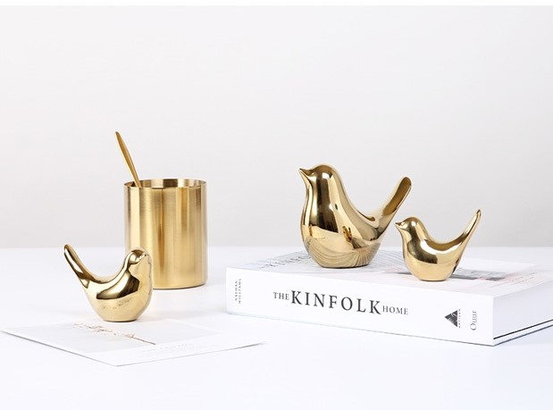 Chim gốm Passer mạ vàng (bộ)