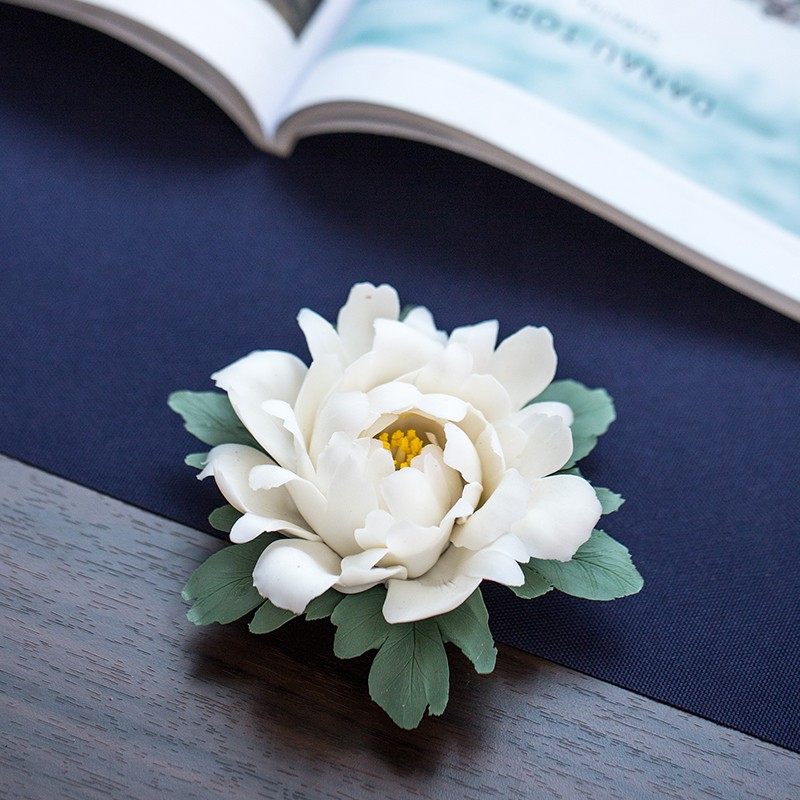 Dĩa cắm nhang hoa mẫu đơn