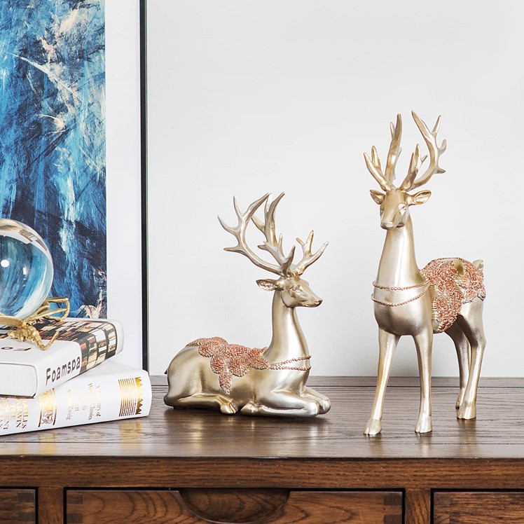 Tượng hươu trang trí Hemia Yellow Deer