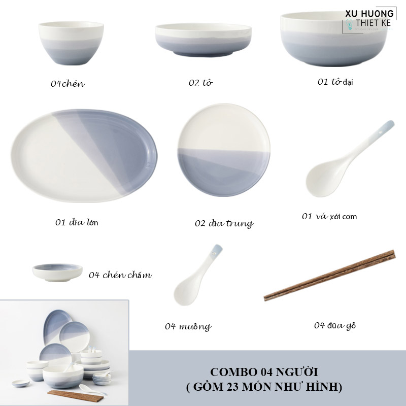 Bộ chén dĩa phong cách Nhật Bản