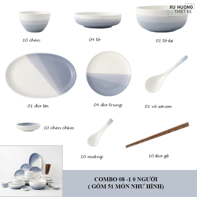 Bộ chén dĩa phong cách Nhật Bản