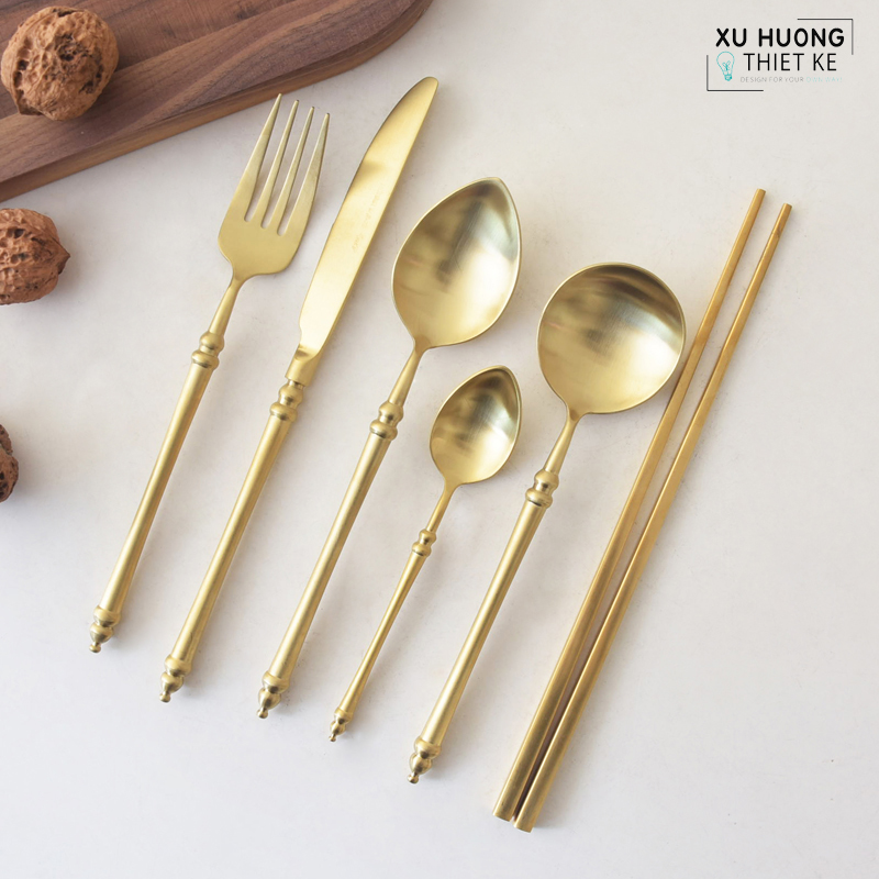 Bộ dao muỗng nĩa cao cấp Delux Gold (Set 6 món)