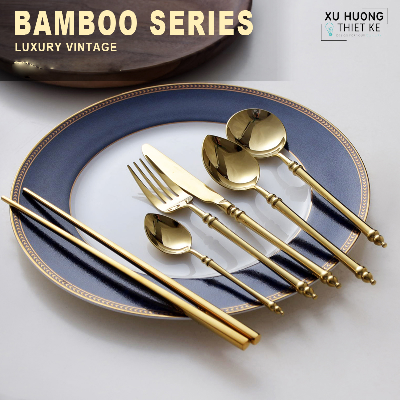 Bộ dao muỗng nĩa cao cấp Delux Gold (Set 6 món)