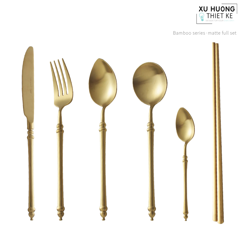 Bộ dao muỗng nĩa cao cấp Delux Gold (Set 6 món)