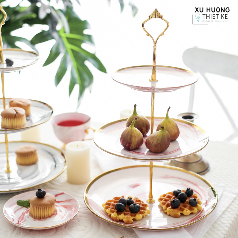 Khay bánh 3 tầng Pinky Marbel