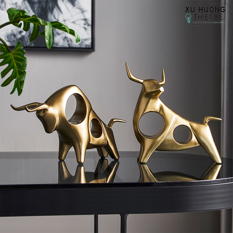 Tượng trang trí trâu vàng phong thủy Gold Alethea