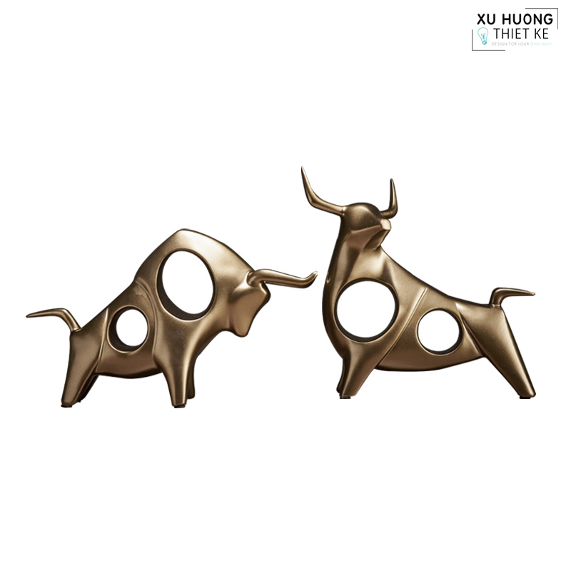 Tượng trang trí trâu vàng phong thủy Gold Alethea
