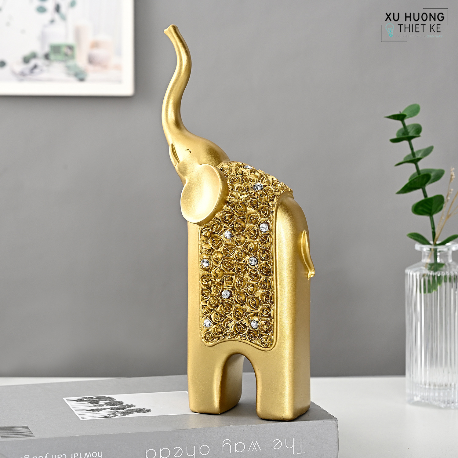 Tượng voi phong thủy Philip Edore (Vàng)