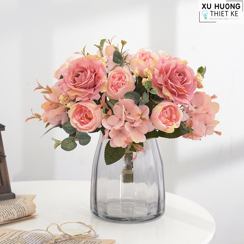 Hoa hồng châu Âu giả mẫu 1 (Hoa bó)