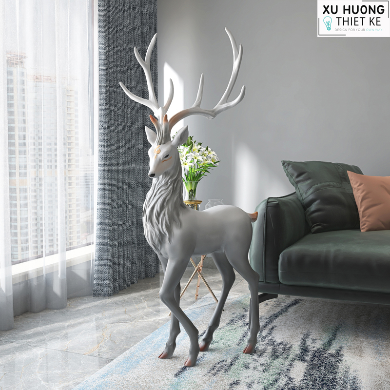 Tượng bạch lộc trang trí phòng khách