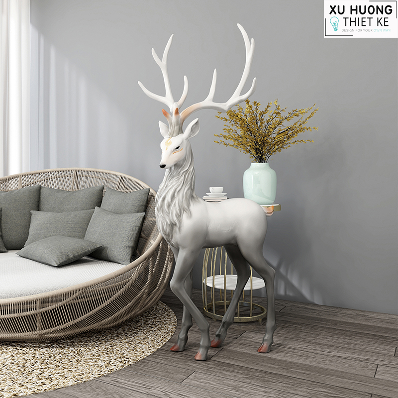 Tượng bạch lộc trang trí phòng khách