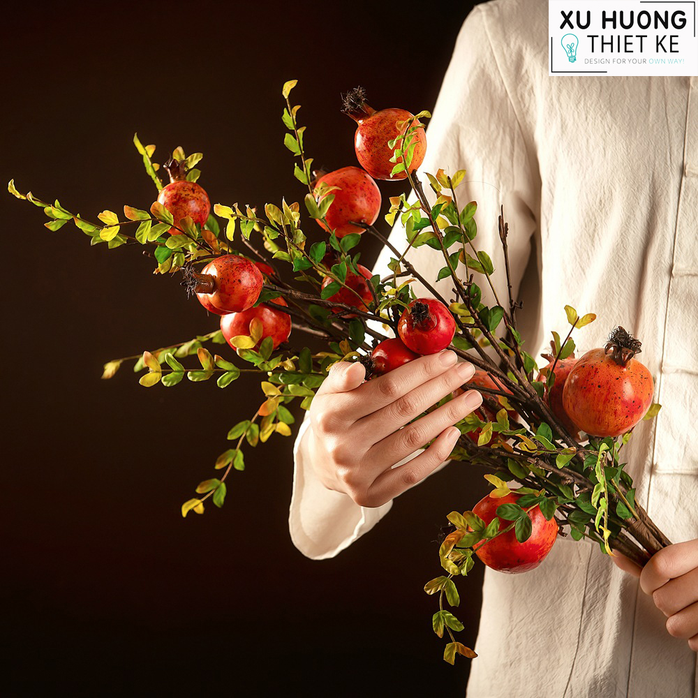 Cành cây lựu rừng trang trí (cành 67cm)